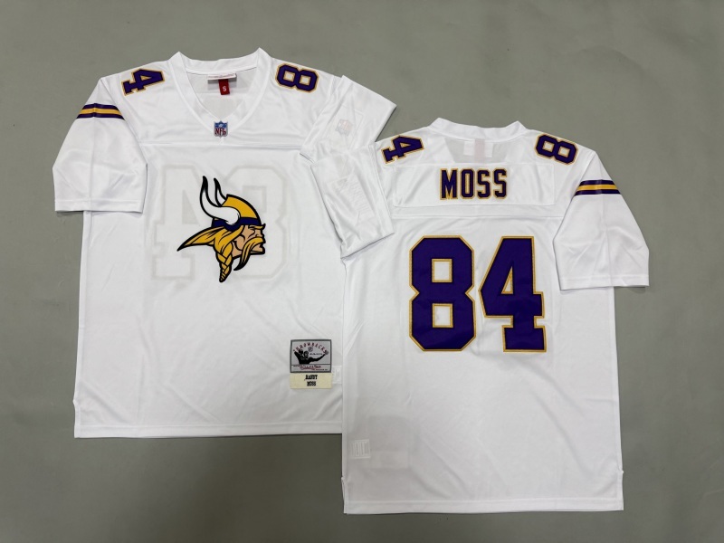 Men 2025 Minnesota Vikings #84 Moss white Throwback Limited NFL Jersey style 001->minnesota vikings->NFL Jersey